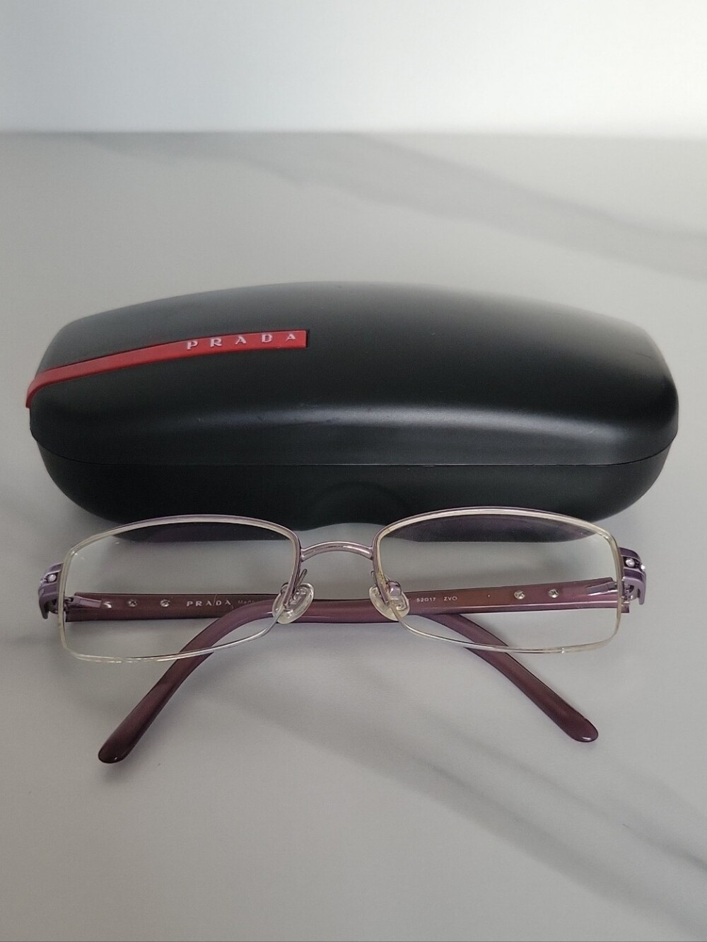Prada Purple Half Rim Eyeglasses Frame
